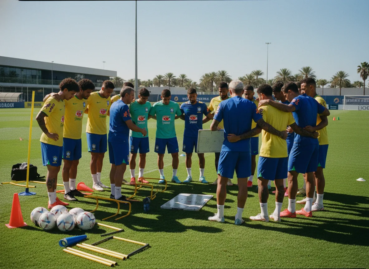 Ancelotti e jogadores da Seleção Brasileira reunidos em campo de treino | Imagine Company - Agência de Marketing e Vendas em Goiânia - GO - BRASIL