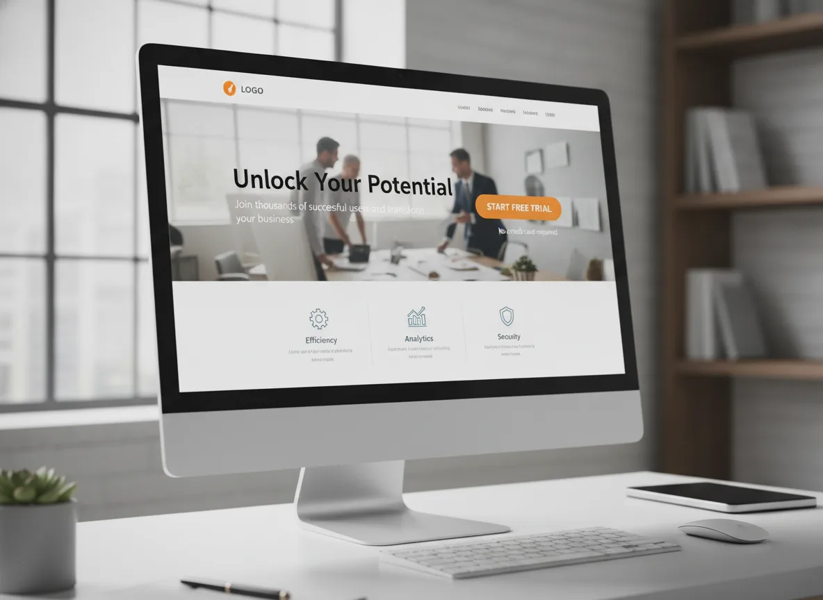 Monitor exibindo uma landing page com foco em conversão de campanhas. | Imagine Company - Agência de Marketing e Vendas em Goiânia - GO - BRASIL