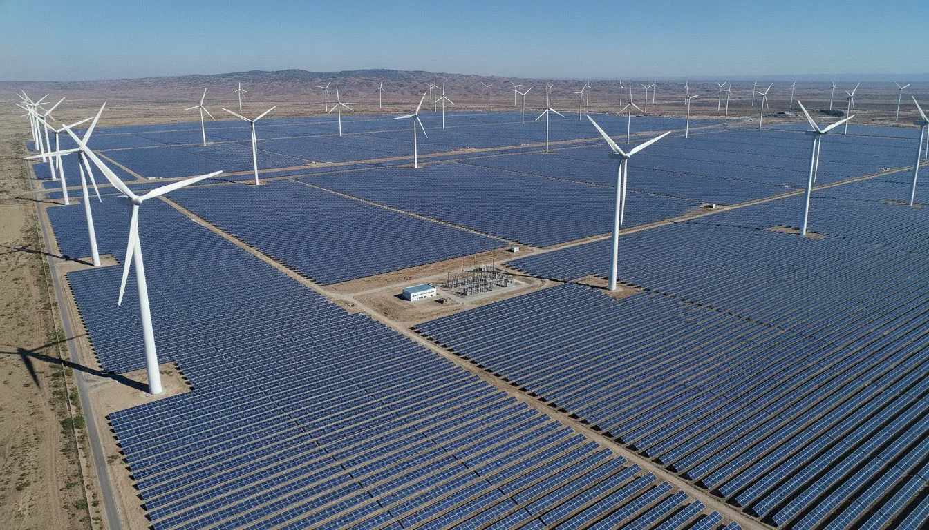 Parque eólico e solar na China com turbinas e painéis solares | Imagine Company - Agência de Marketing e Vendas em Goiânia - GO - BRASIL