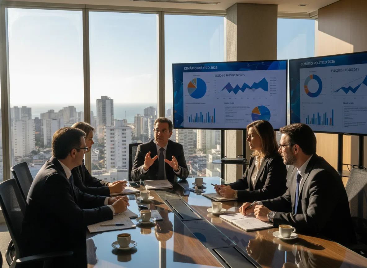 Reunião de Ciro Gomes com equipe analisando gráficos de eleições | Imagine Company - Agência de Marketing e Vendas em Goiânia - GO - BRASIL