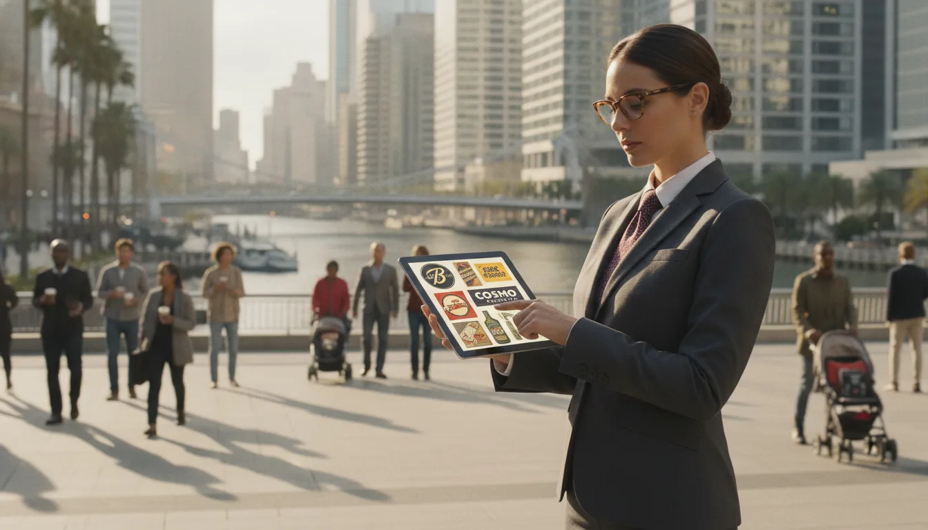 Empresário em traje formal usando tablet com marcas famosas ao ar livre | Imagine Company - Agência de Marketing e Vendas em Goiânia - GO - BRASIL