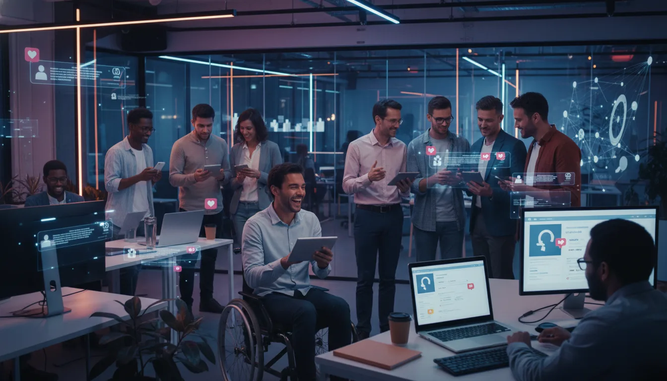 Grupo de profissionais analisando dados de redes sociais em um escritório moderno | Imagine Company - Agência de Marketing e Vendas em Goiânia - GO - BRASIL