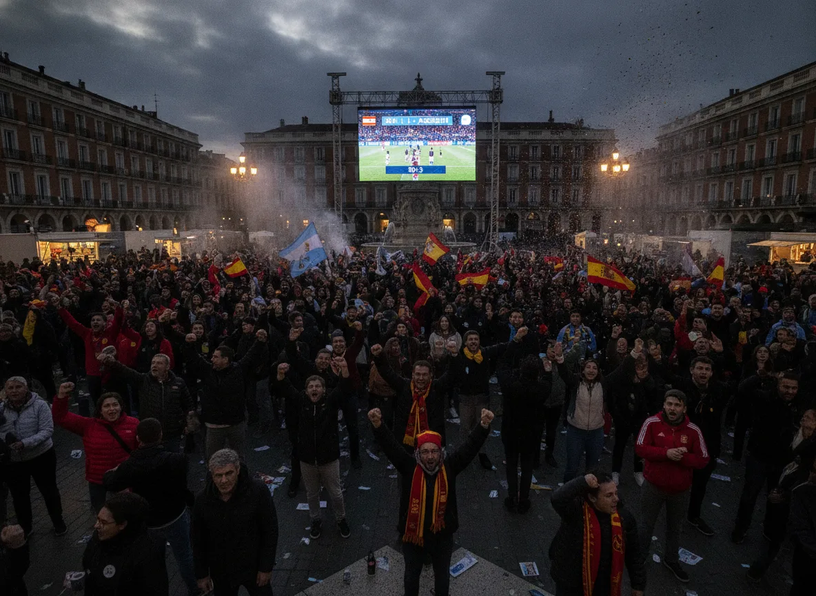 Pessoas reunidas em praça assistindo final da Copa do Mundo em telão | Imagine Company - Agência de Marketing e Vendas em Goiânia - GO - BRASIL