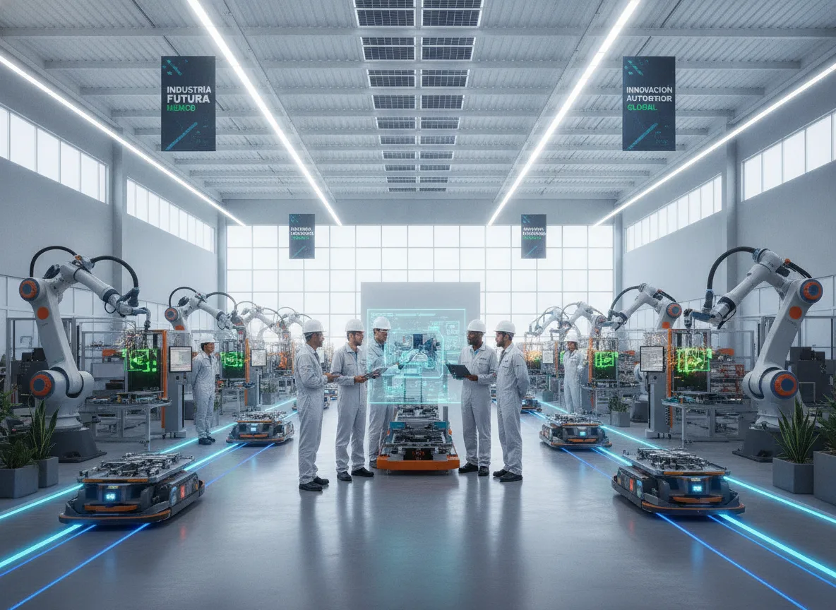 Engenheiros em fábrica automatizada com robôs e IA | Imagine Company - Agência de Marketing e Vendas em Goiânia - GO - BRASIL