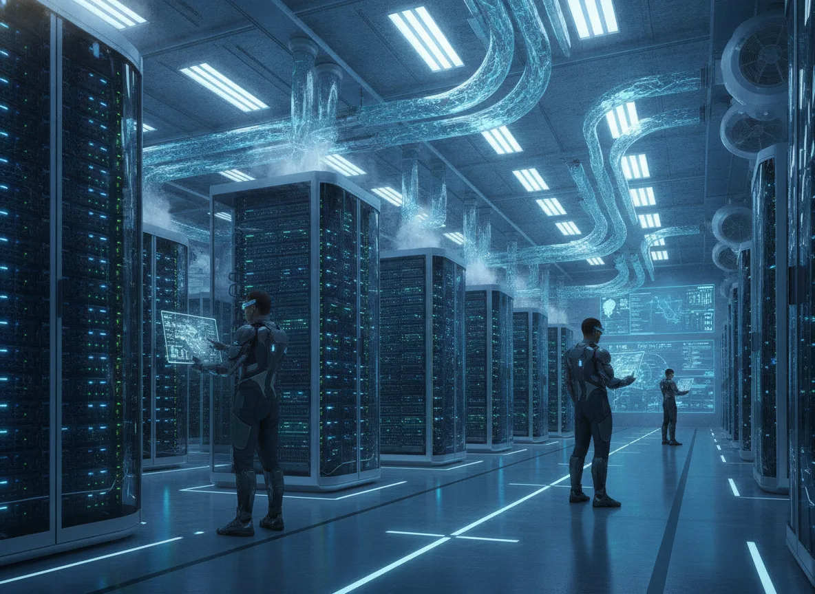 Sala de servidores com tecnologia avançada no data center da Meta no Canadá | Imagine Company - Agência de Marketing e Vendas em Goiânia - GO - BRASIL