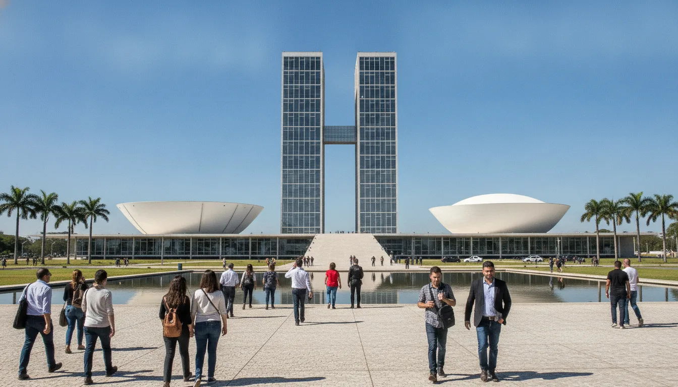 Pessoas caminhando em direção ao Congresso Nacional em Brasília | Imagine Company - Agência de Marketing e Vendas em Goiânia - GO - BRASIL