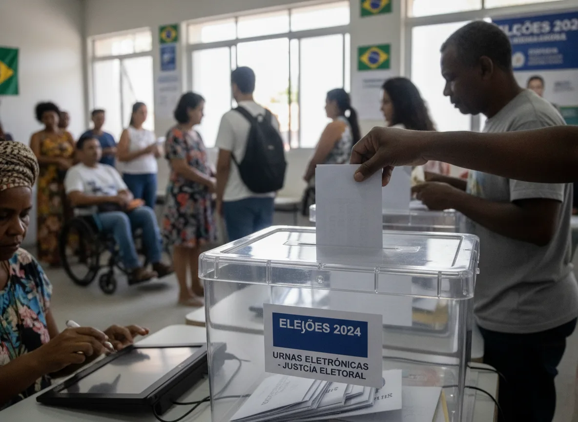 Pessoa depositando voto em urna eletrônica durante Eleições 2024 no Rio de Janeiro | Imagine Company - Agência de Marketing e Vendas em Goiânia - GO - BRASIL
