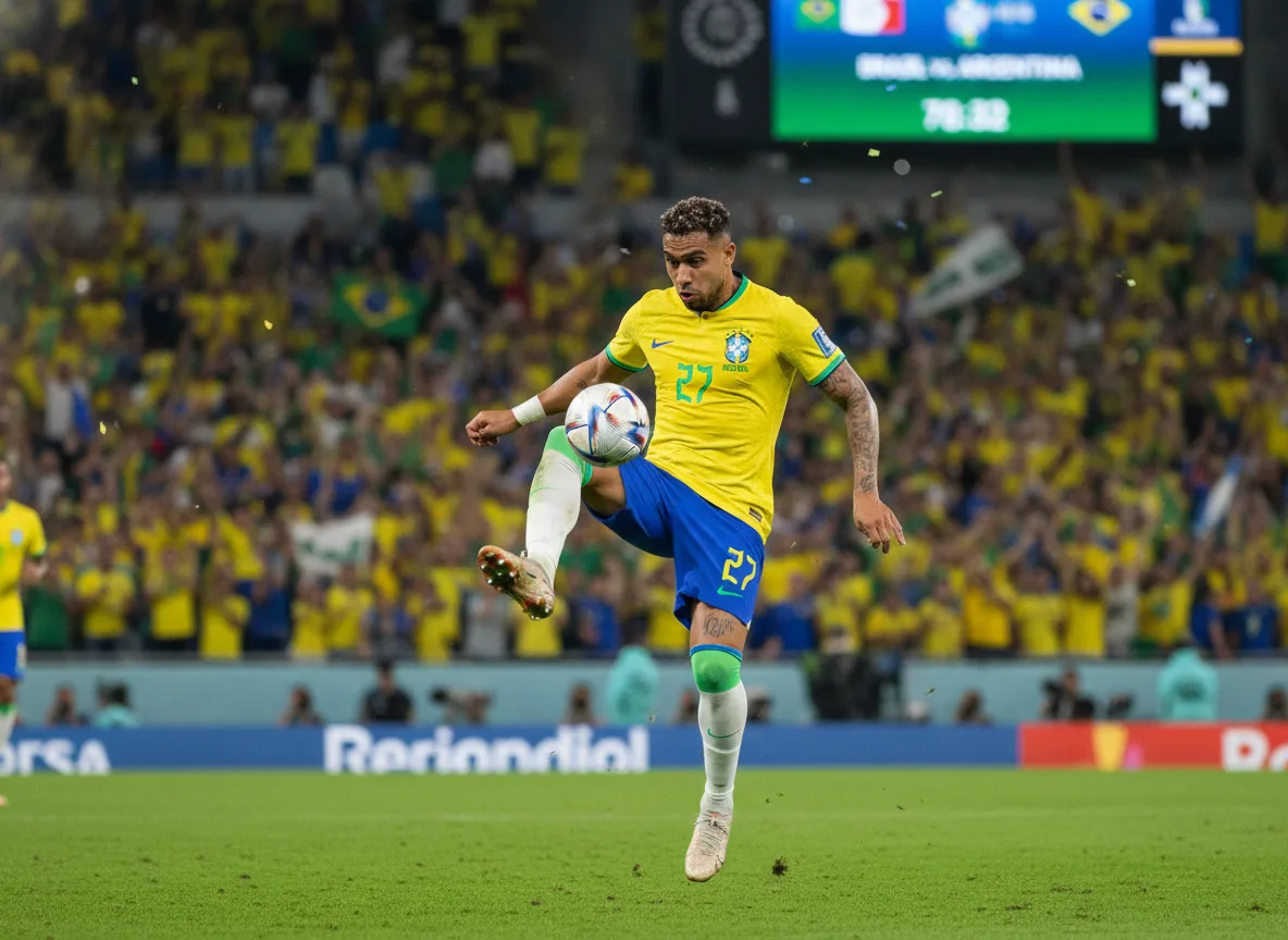 Jogador da Seleção Brasileira controla a bola no ar durante jogo no Maracanã | Imagine Company - Agência de Marketing e Vendas em Goiânia - GO - BRASIL