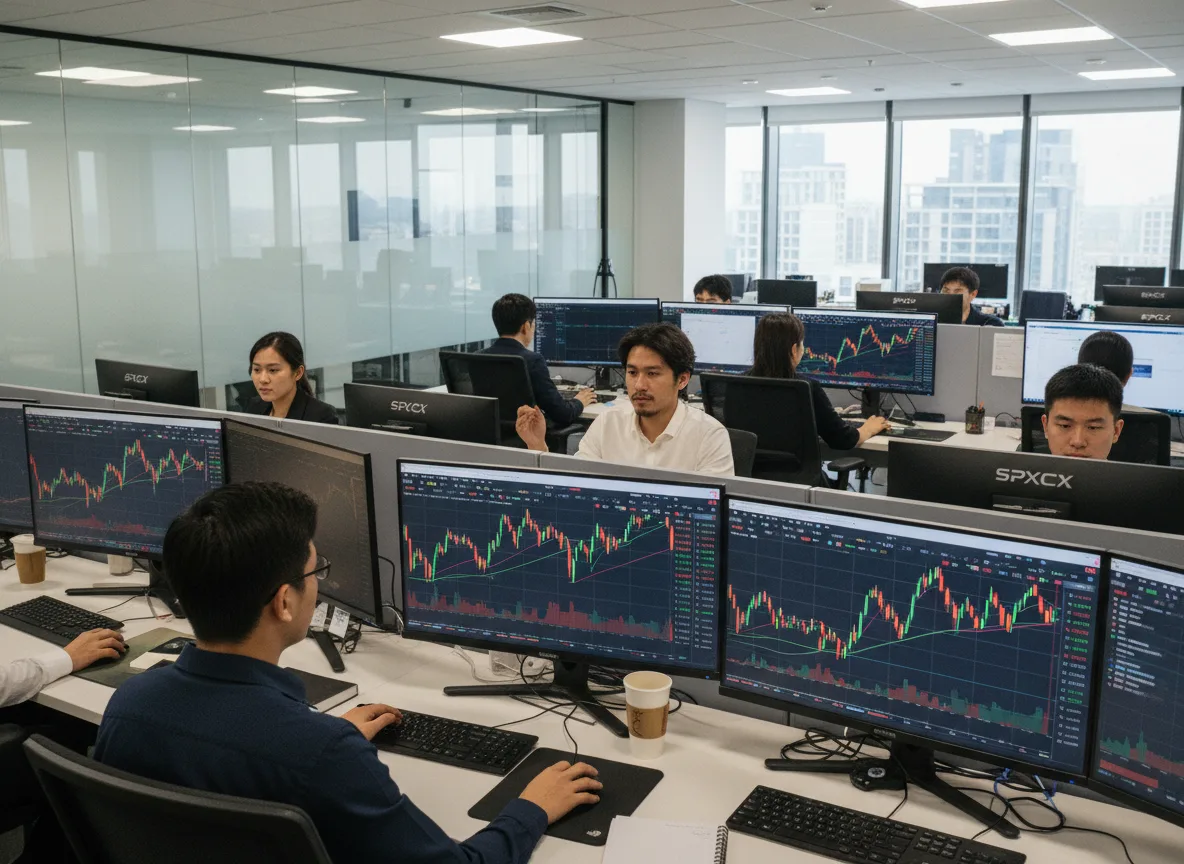 Pessoas trabalhando em computadores com gráficos financeiros em escritório | Imagine Company - Agência de Marketing e Vendas em Goiânia - GO - BRASIL